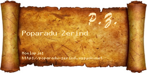 Poparadu Zerind névjegykártya